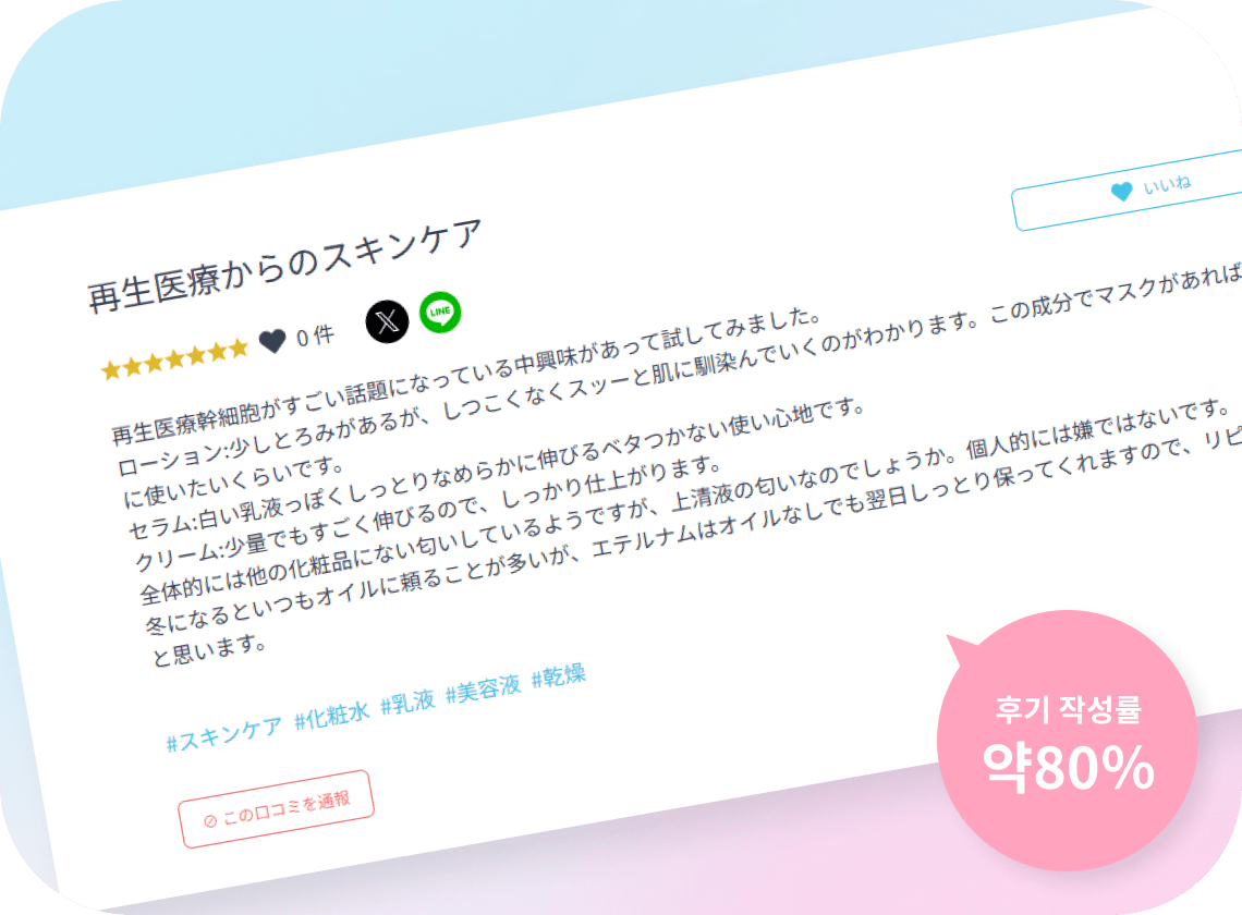 샘플을 사용한 소비자의리얼한 감상을 수집